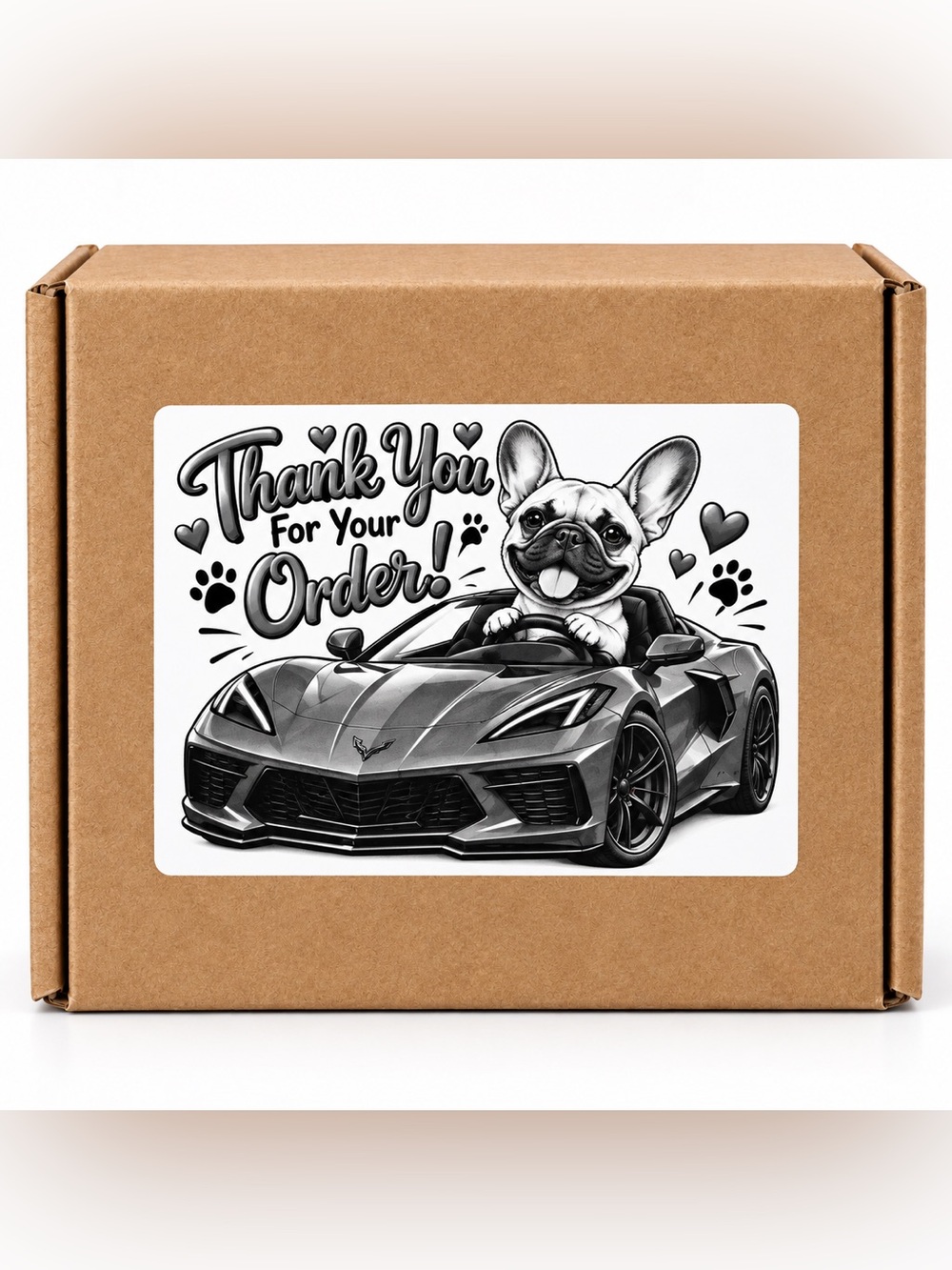 French Bulldog Corvette Thank You Stickers-100ct.